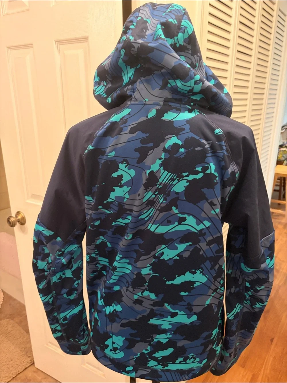 Athletic Works Boys Navy & Teal Camouflage Half-Zip Hoodie